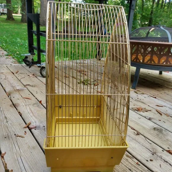 Vintage Mid Century Art Deco 60's 70's Wire Bird Cage & Accessories
